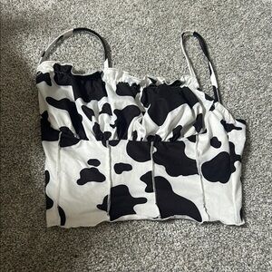 Black and White Cow Print Women's Top